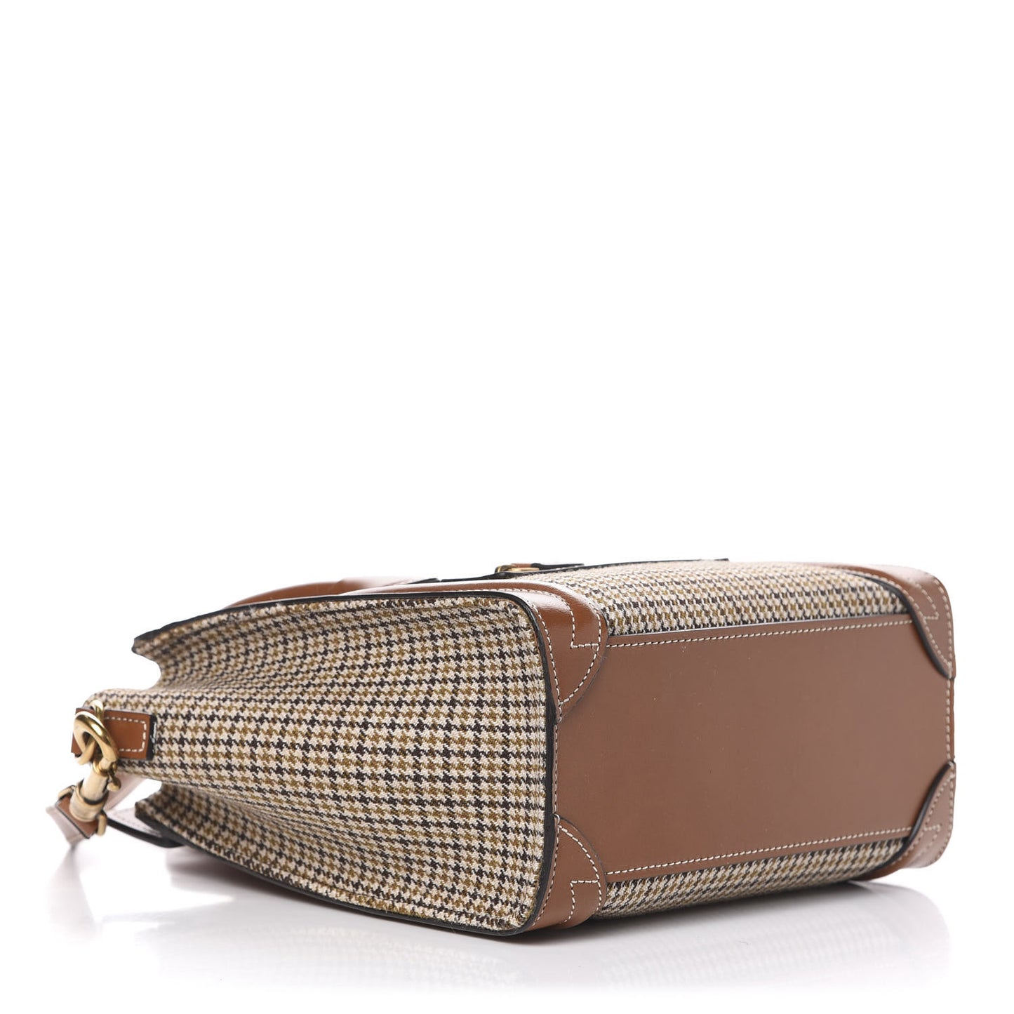 Smooth Calfskin Houndstooth Nano Luggage Tan