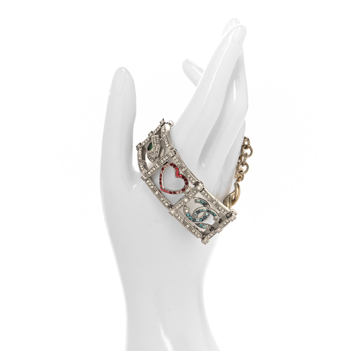 Baguette Crystal Eye Heart CC Bracelet Silver Multicolor