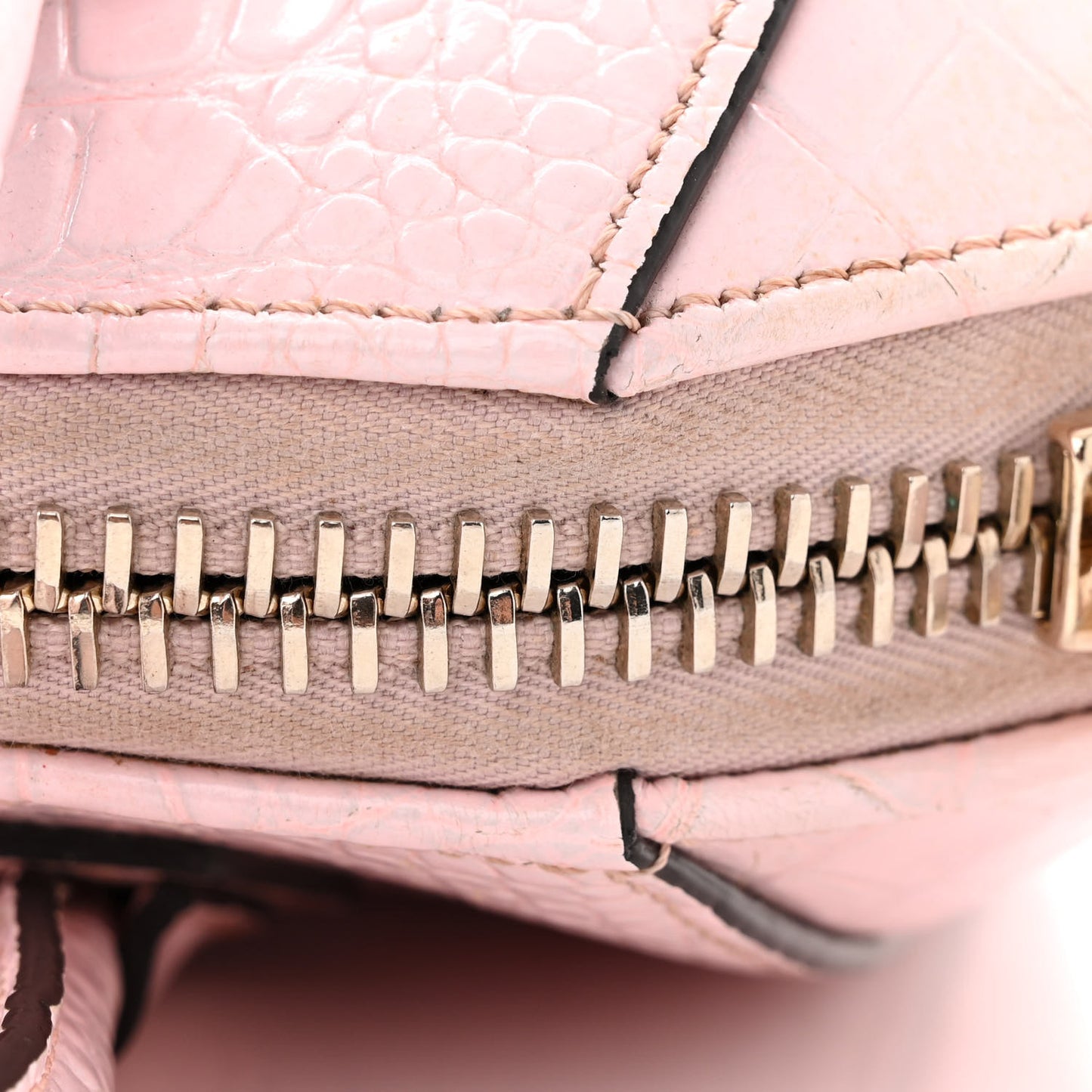 Calfskin Crocodile Embossed Mini Antigona Pink