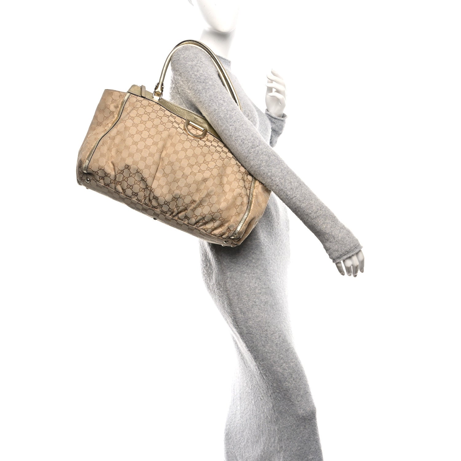 Gucci Monogram D Gold Tote Metallic Gold 3 of 19
