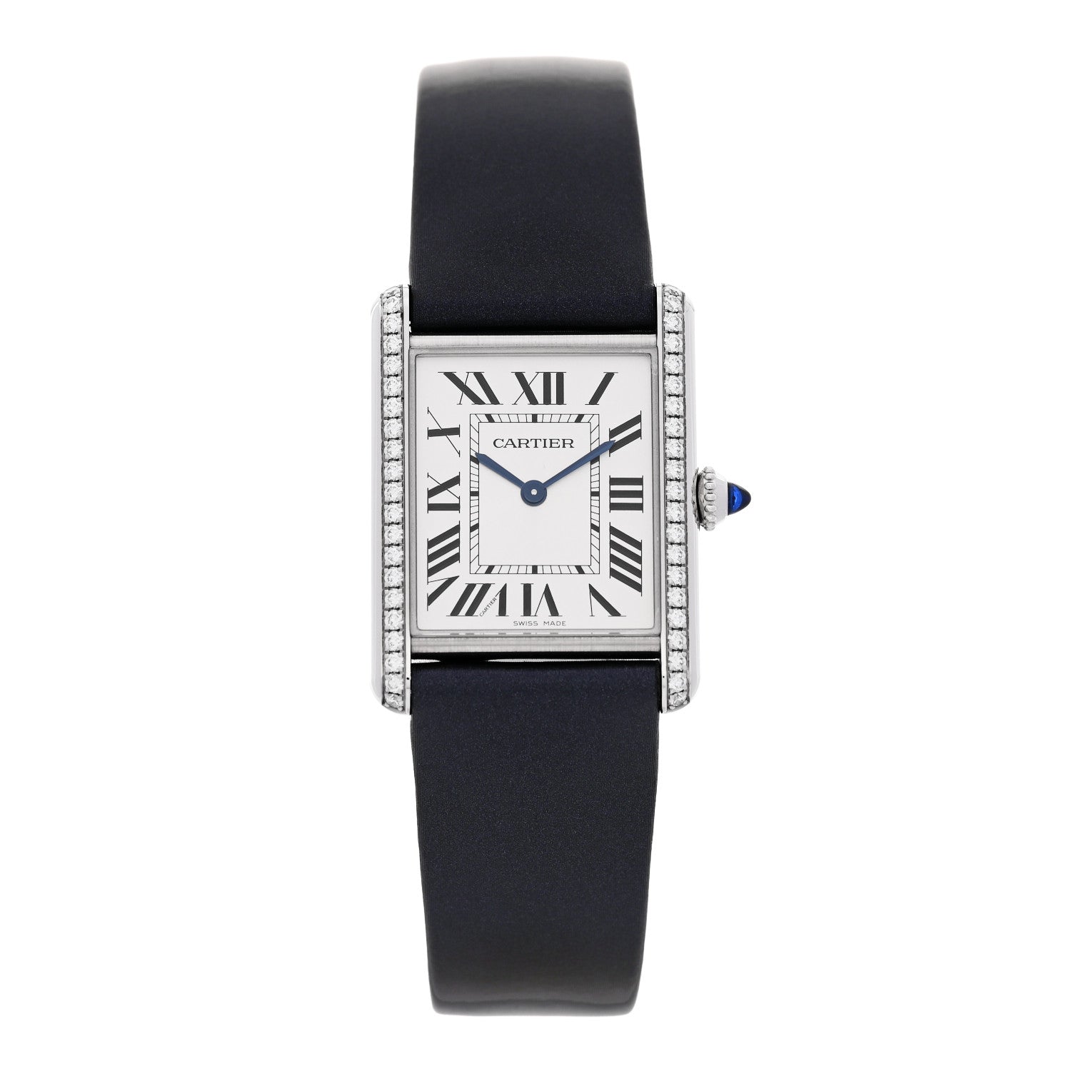 Cartier Stainless Steel Satin Diamond 25mm Must de Cartier Tank Quartz Watch 1 of 5