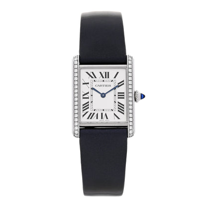 Cartier Stainless Steel Satin Diamond 25mm Must de Cartier Tank Quartz Watch 1 of 5