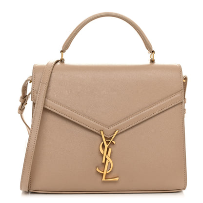 Saint Laurent Grain de Poudre Medium Classic Monogram Cassandra Top Handle Dark Beige 1 of 8
