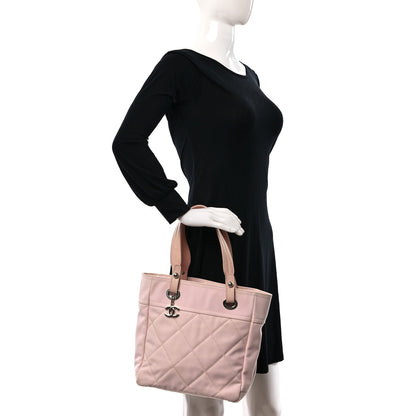 Chanel Coated Canvas Quilted Small Paris Biarritz Tote Light Pink 2 of 9