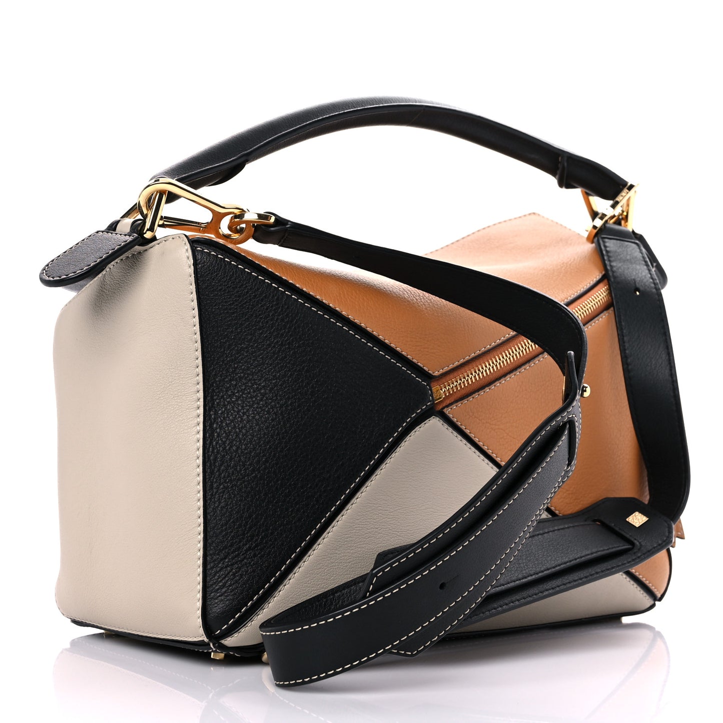 Grained Calfskin Medium Puzzle Bag Amber Light Oat