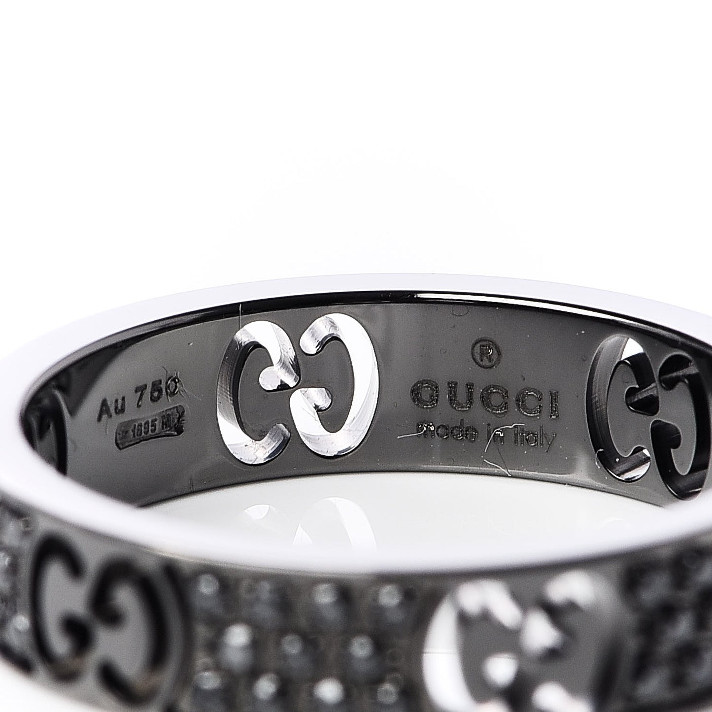Ruthenium Black Diamond Icon Thin Band Ring 51 5.75