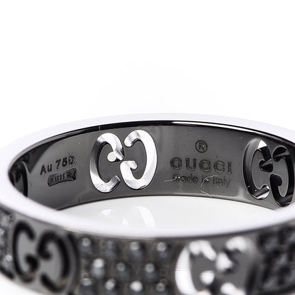 Gucci Ruthenium Black Diamond Icon Thin Band Ring 51 5.75 4 of 6