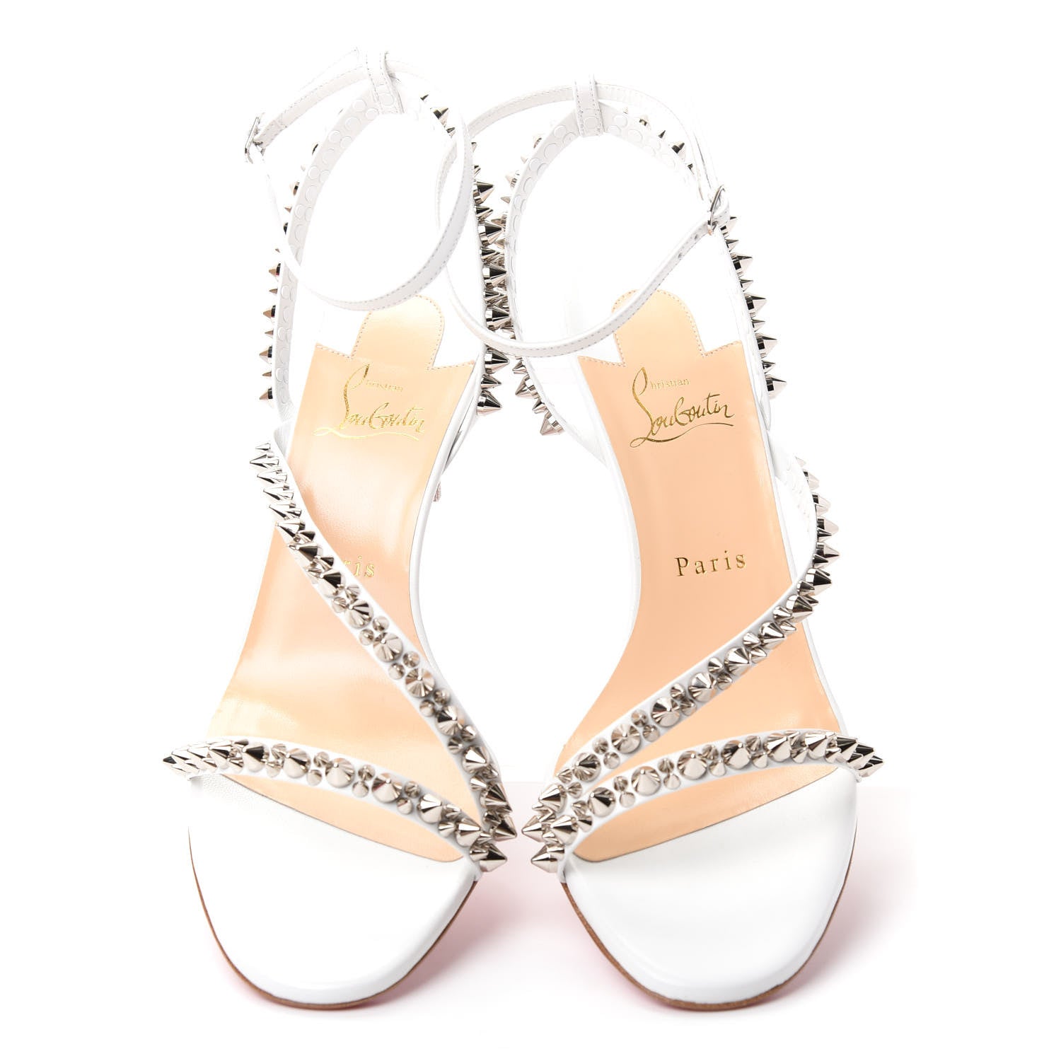 Christian Louboutin Kid Spikes Mafaldina 70 Sandals 40 White Silver 5 of 10
