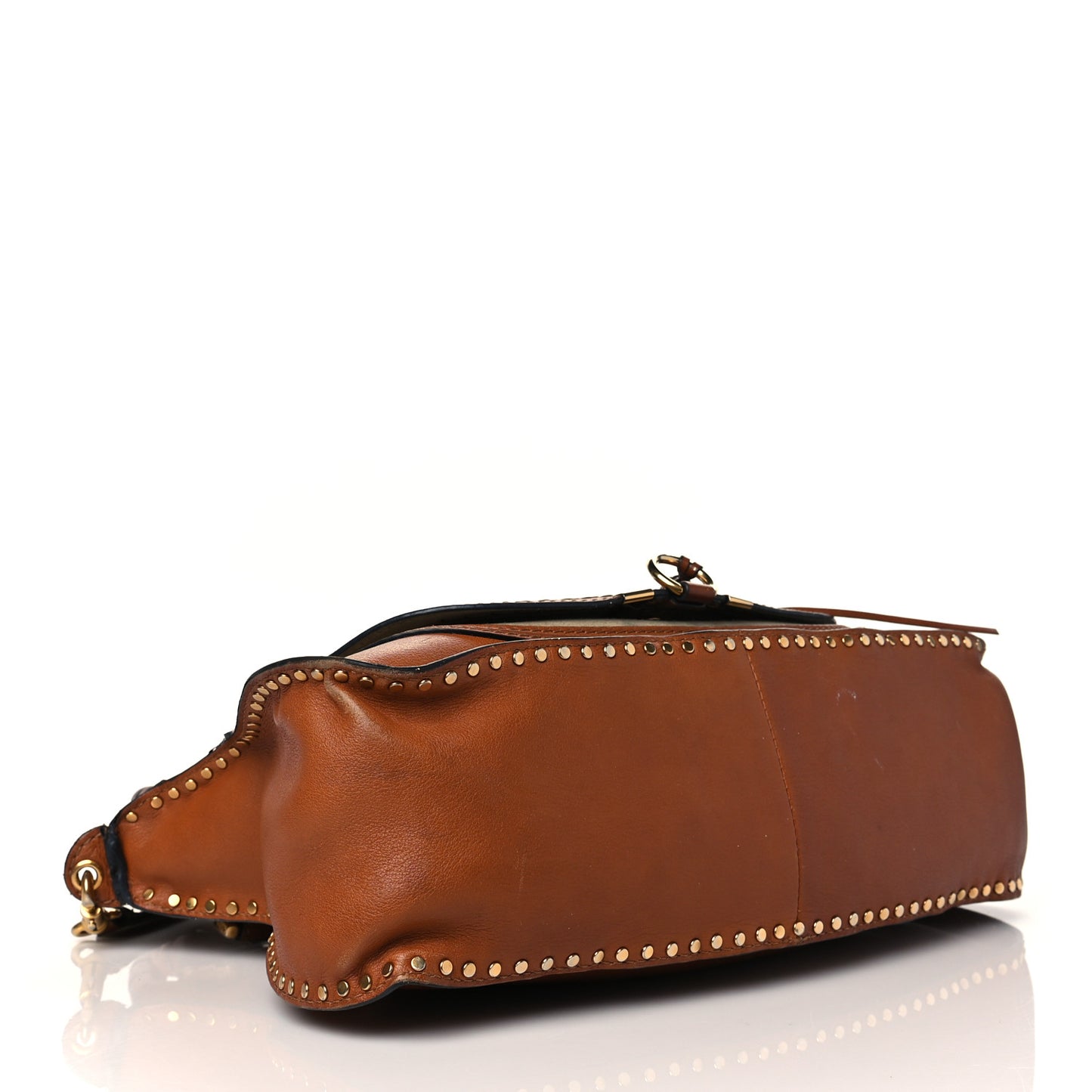 Calfskin Studded Medium Marcie Satchel Caramel