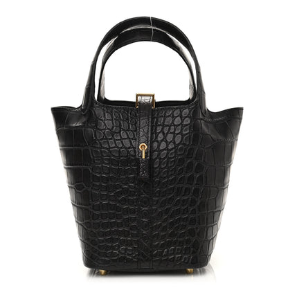 Hermes Matte Alligator Picotin Lock 18 Black 1 of 10