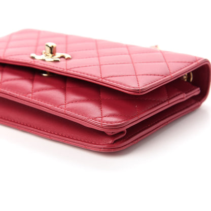 Chanel Lambskin Quilted Trendy CC Wallet On Chain WOC Dark Pink 7 of 12
