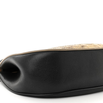 Chloe Snakeskin Smooth Calfskin Drew Shoulder Bag Beige Black 9 of 13