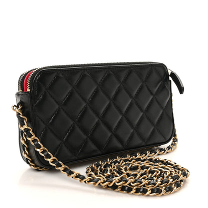 Chanel Lambskin Quilted Small Clutch With Chain Black 3 of 11