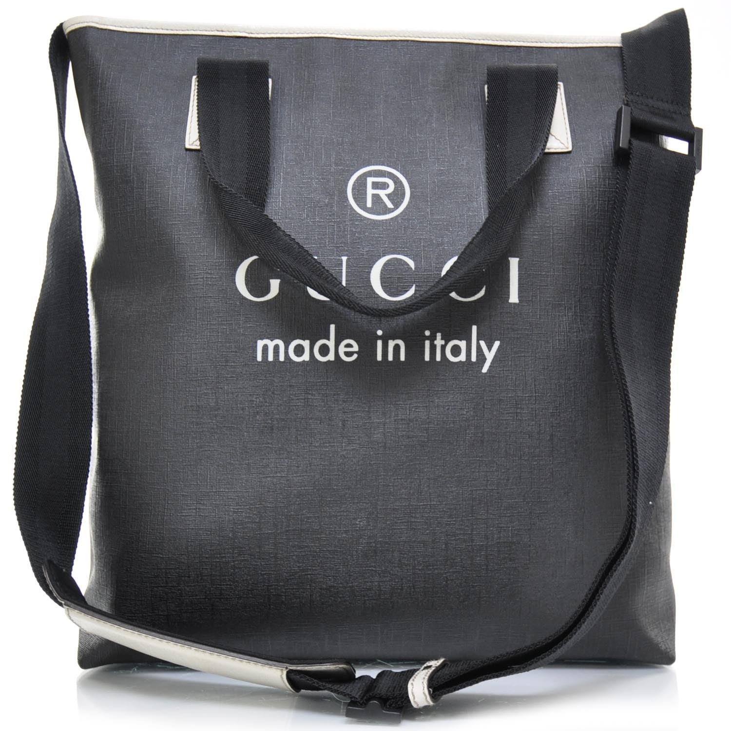 Gucci Coated Canvas Trademark Logo Tote Black 3 of 9