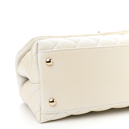 Chanel Iridescent Caviar Quilted Small Coco Handle Flap White 9 of 11