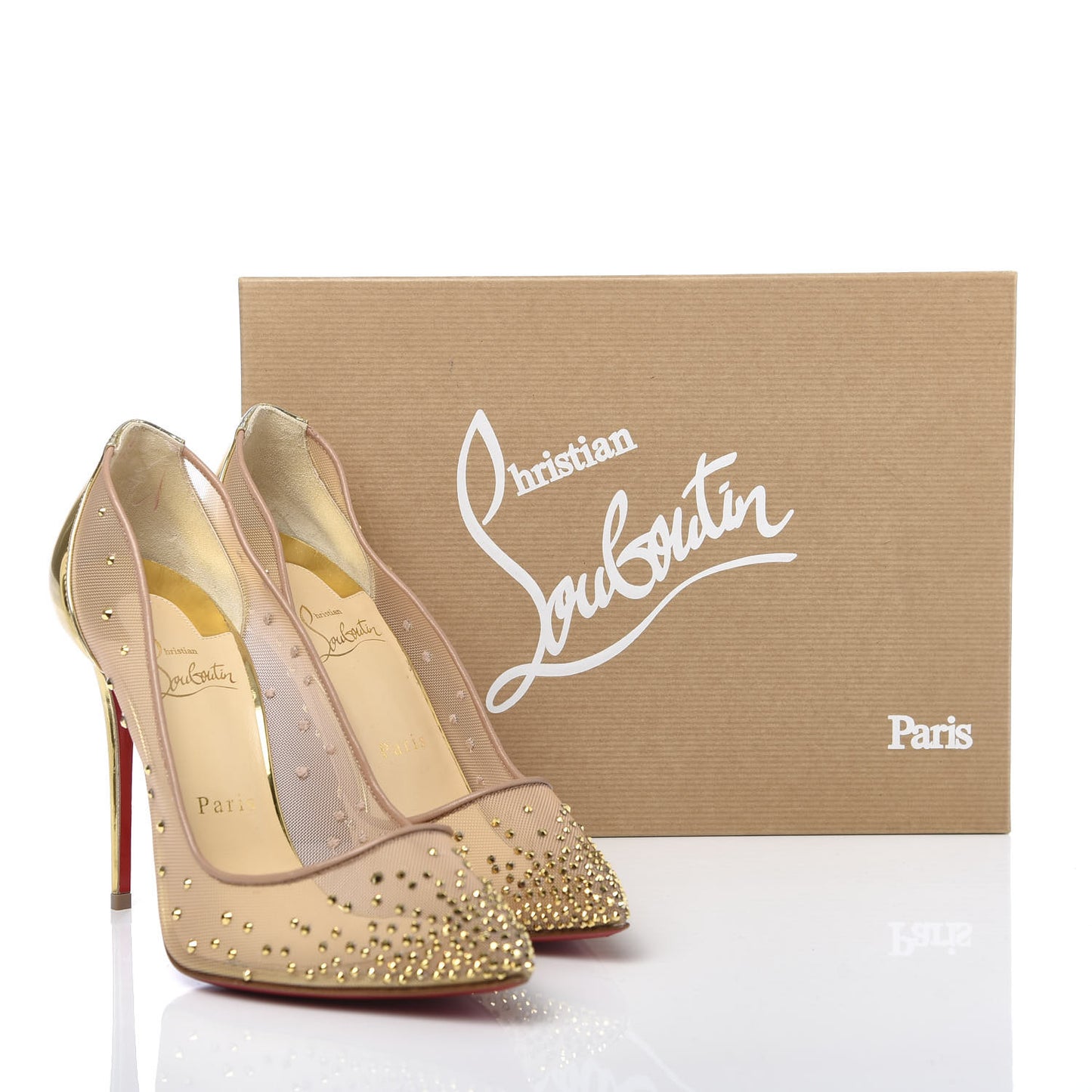 Rete Specchio Crystal Strass Follies 100 Pumps 38.5 Gold