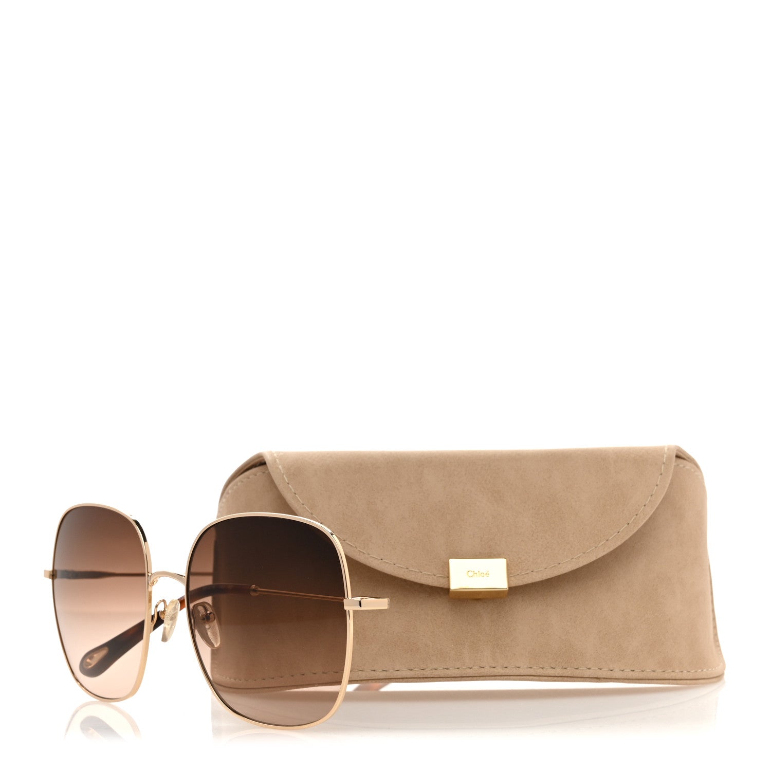 Chloe Square Sunglasses CE172S Gold Brown 1795867 – FASHIONPHILE