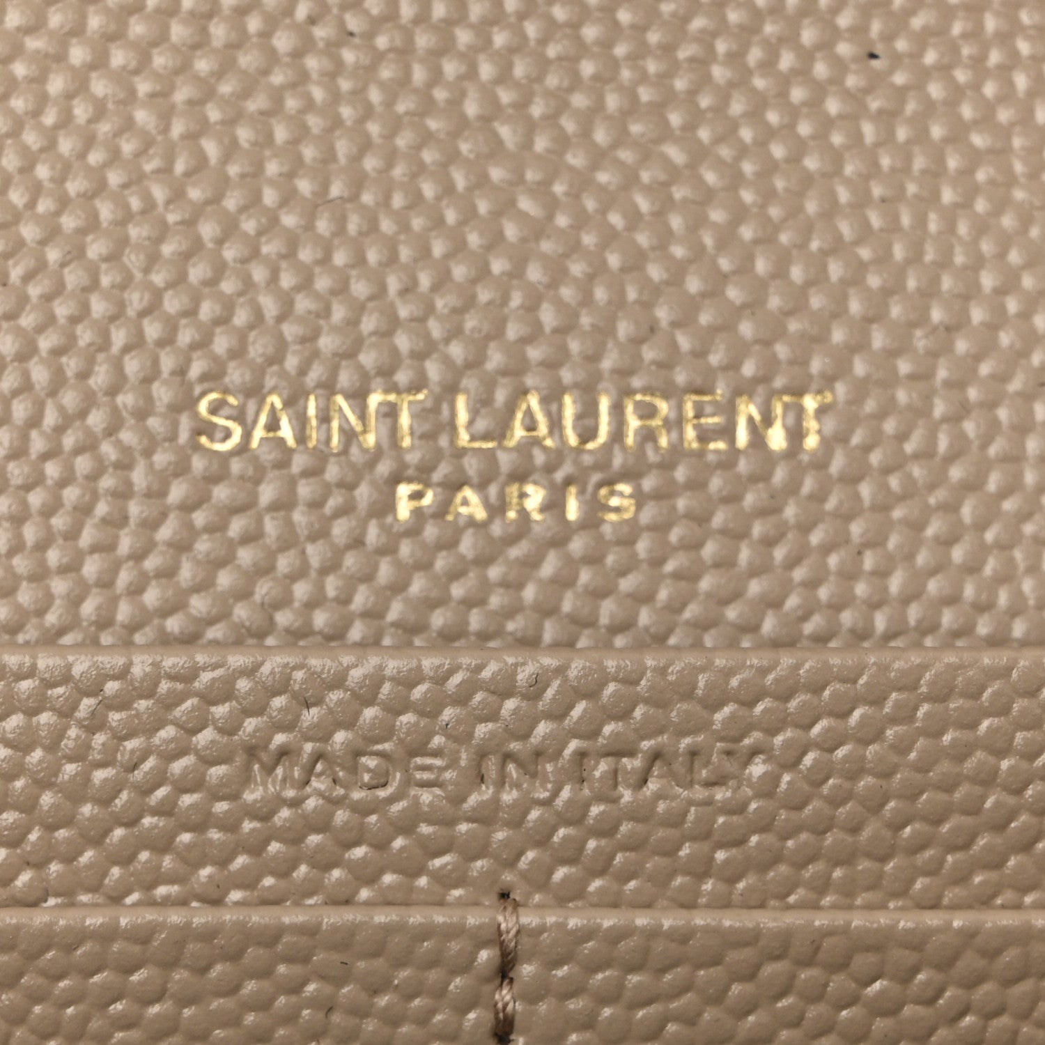 Saint Laurent Grain De Poudre Mixed Matelasse Triquilt Monogram Chain Wallet Dark Beige 6 of 10
