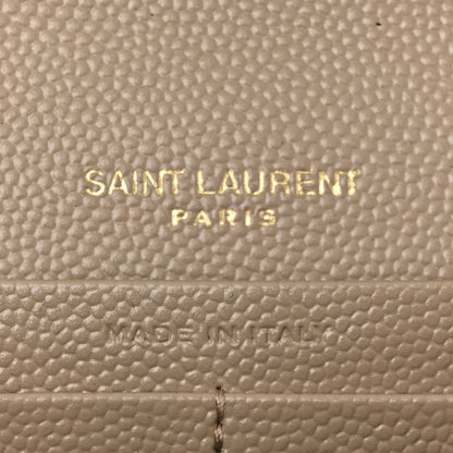 Saint Laurent Grain De Poudre Mixed Matelasse Triquilt Monogram Chain Wallet Dark Beige 6 of 10