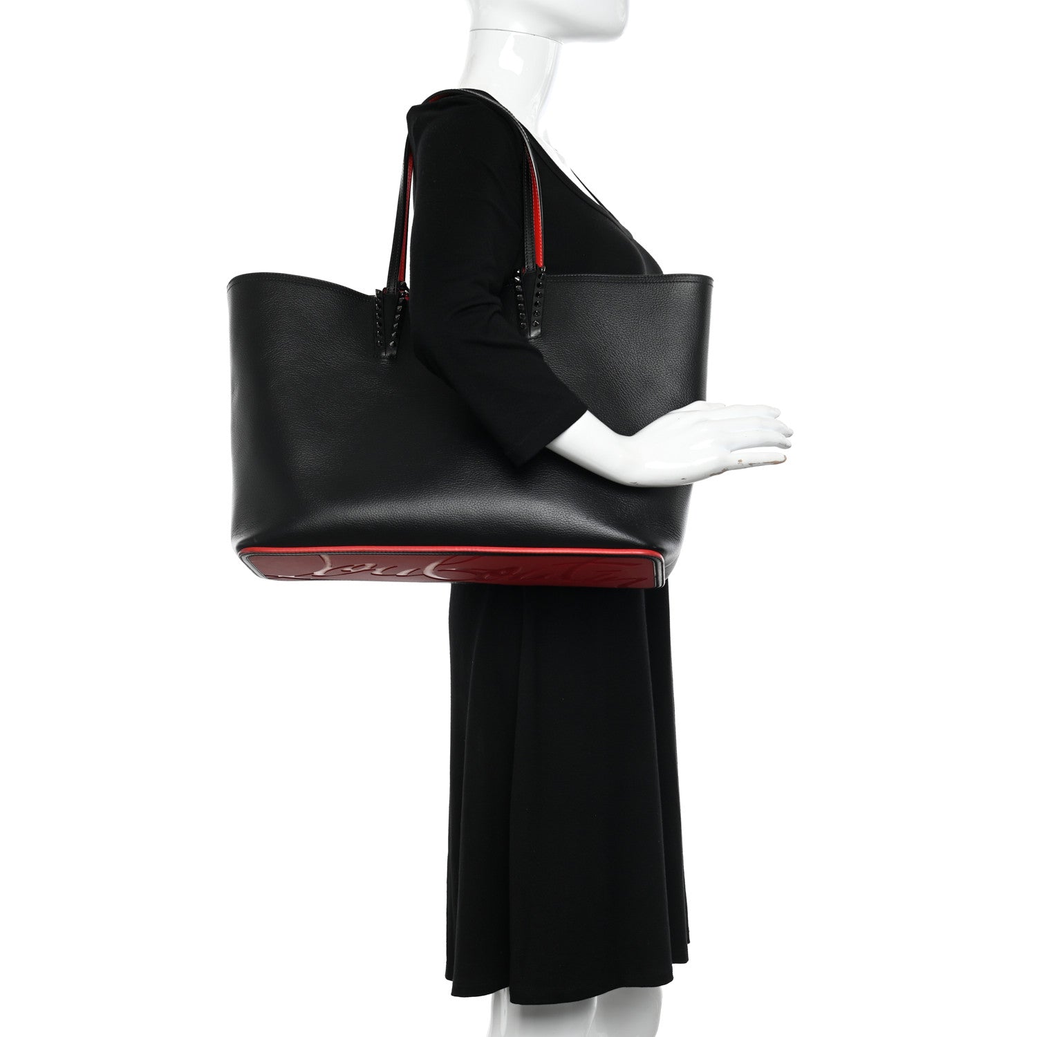 Christian Louboutin Calfskin Spikes East West Cabata Tote Black 2 of 12