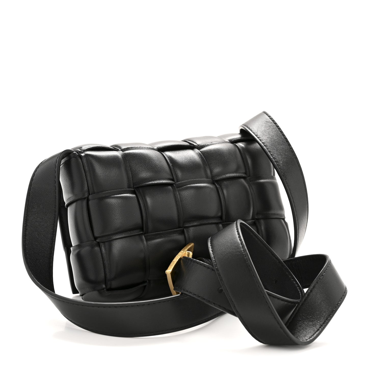 Nappa Maxi Intreccio Small Padded Cassette Crossbody Bag Black
