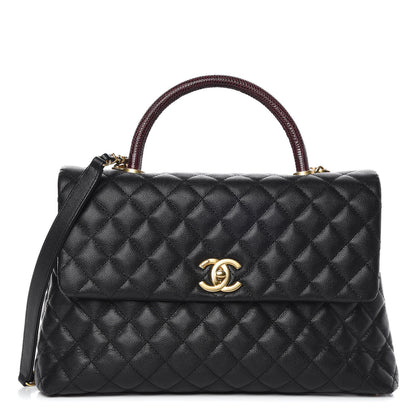 Chanel Caviar Lizard Quilted Medium Coco Handle Flap Black 1 of 11