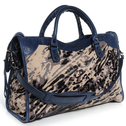 Balenciaga Pony Hair Leopard City Bleu Roi 3 of 7