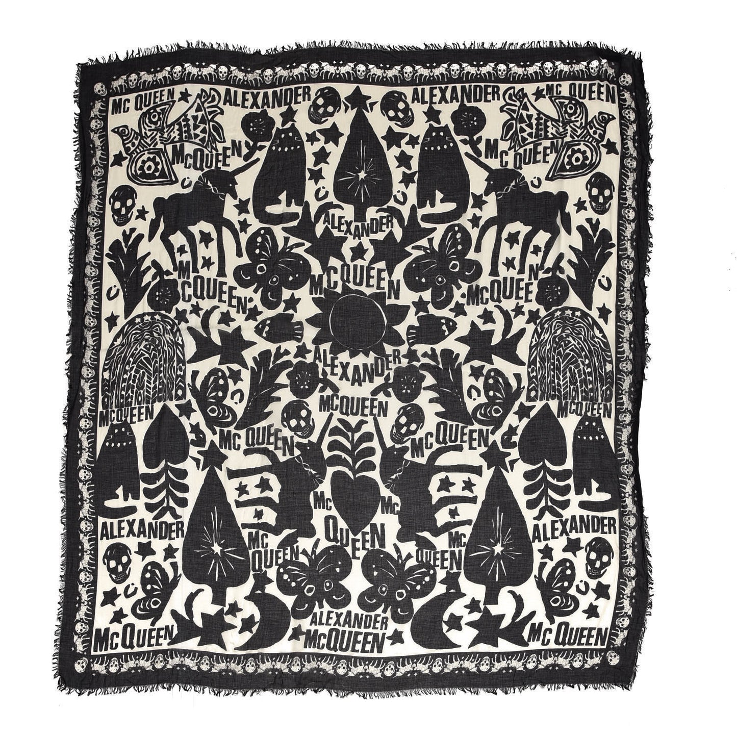 Modal Silk Fairy Tale Scarf Black White