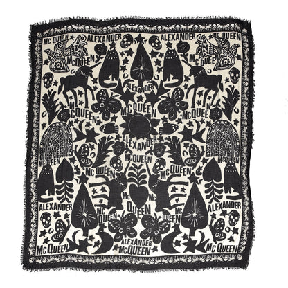 Alexander McQueen Modal Silk Fairy Tale Scarf Black White 1 of 4