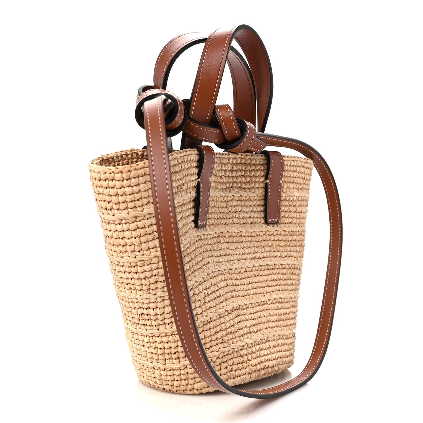 Raffia Calfskin Triomphe Nano Panier Tan
