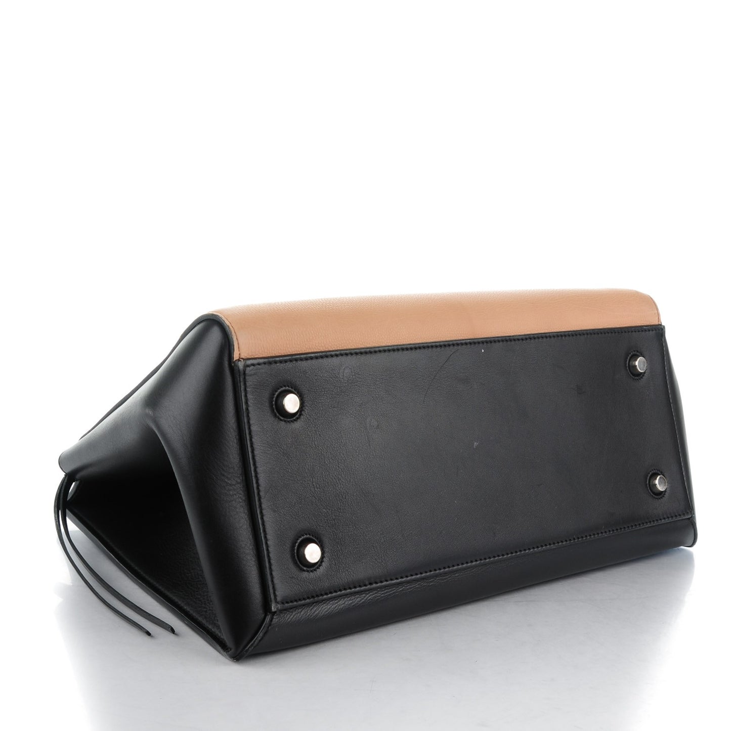 Textured Calfskin Medium Bi-Color Edge Shoulder Bag Black