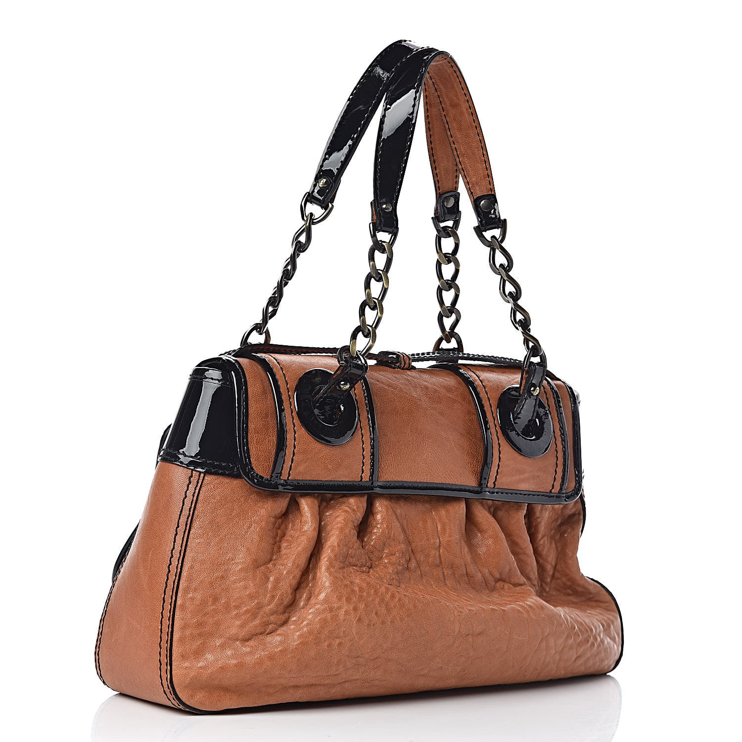 Fendi Nappa Patent B Bag Osso Black 3 of 11