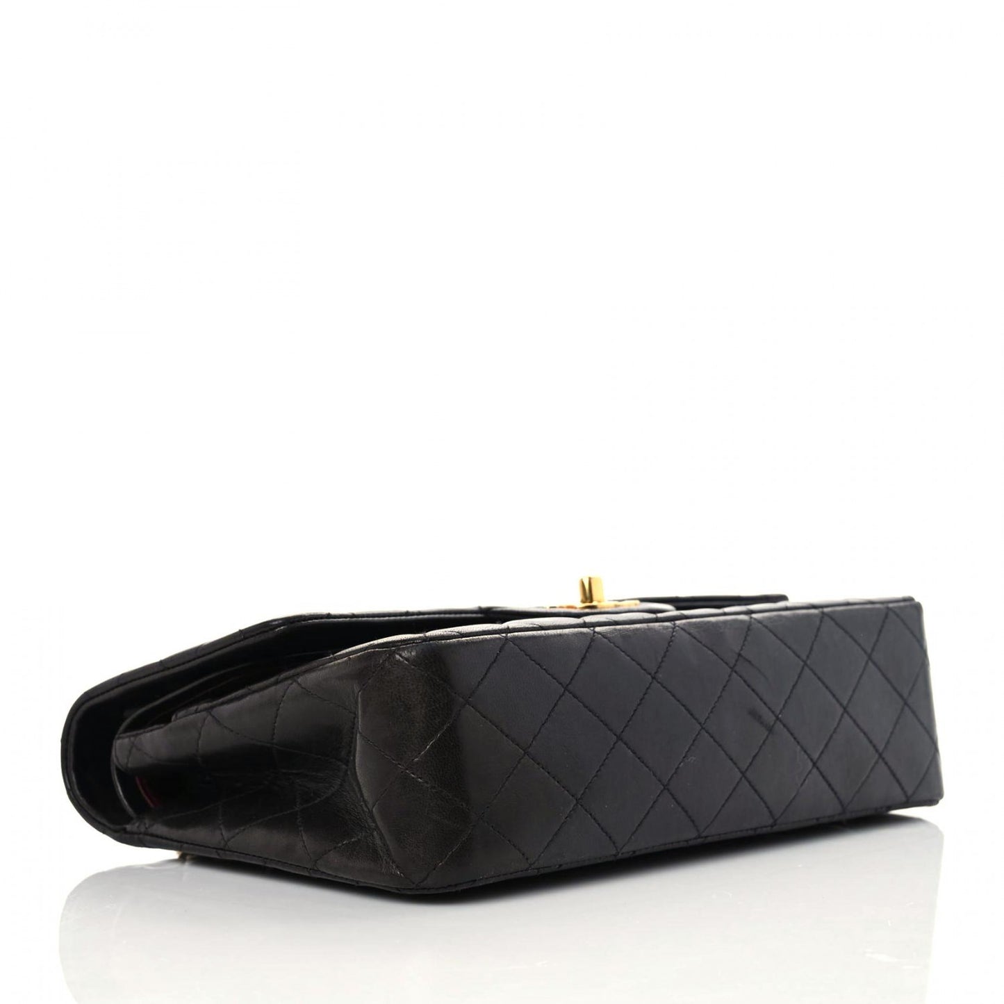 Lambskin Quilted Medium Double Flap Black