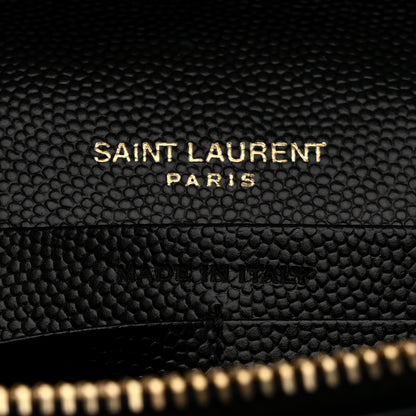 Saint Laurent Grain De Poudre Matelasse Chevron Monogram Chain Wallet Black 7 of 11