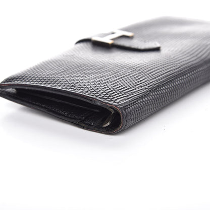 Hermes Lizard Bearn Gusset Wallet Black 9 of 14