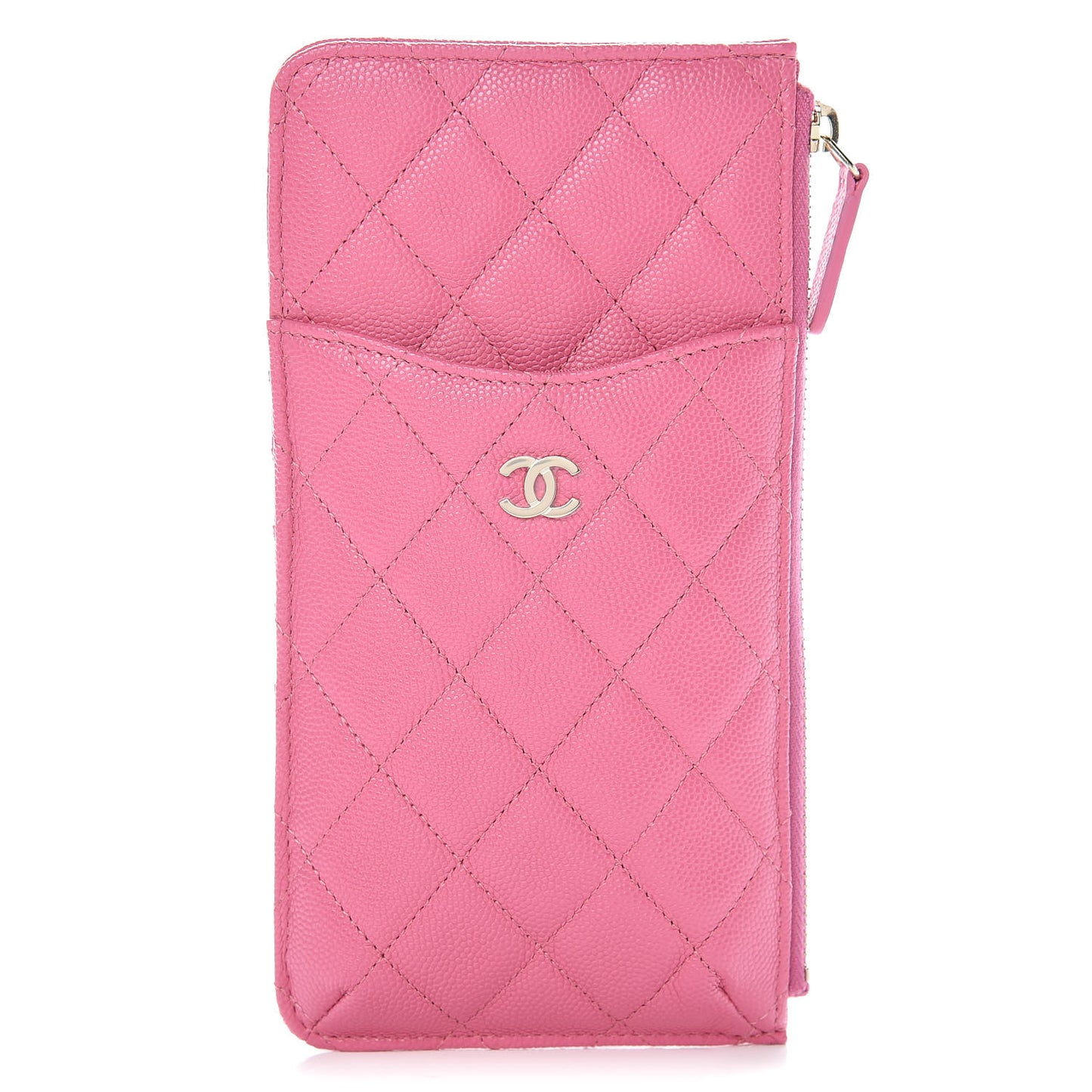 Caviar Quilted Classic Flat Wallet Pouch Pink