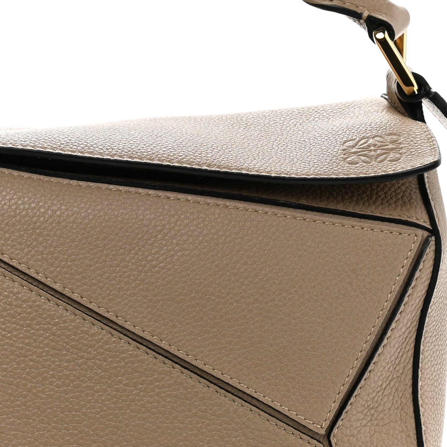 Grained Calfskin Small Puzzle Bag Sand