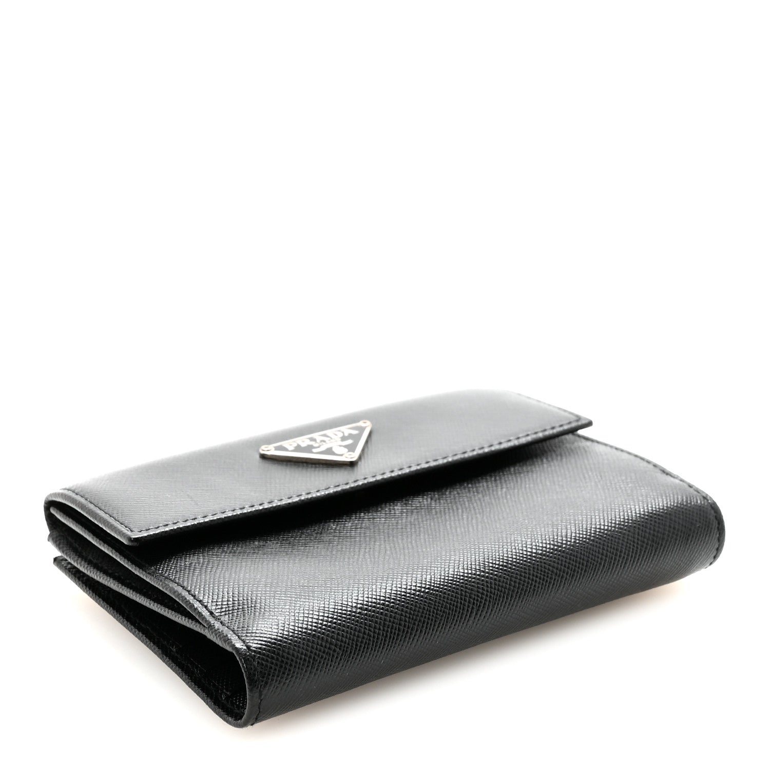 Prada Saffiano Metal Compact Wallet Black 4 of 7