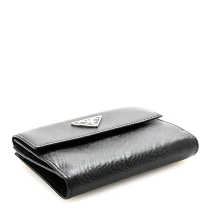 Prada Saffiano Metal Compact Wallet Black 4 of 7