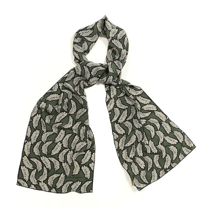 Burberry Silk Leaf Print Scarf Dusty Green 1 of 5