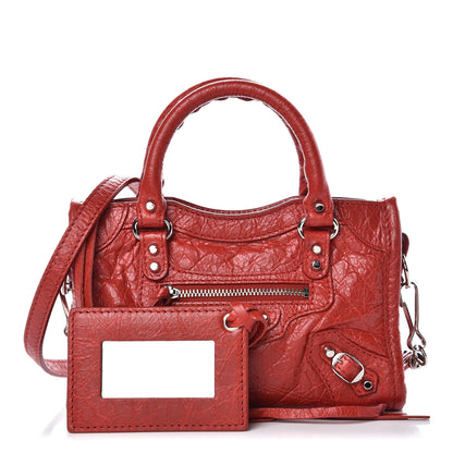 Balenciaga Agneau Classic Silver Hardware Nano City Rouge Groseille 1 of 9