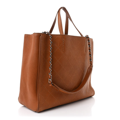 Chanel Grained Vegetal Calfskin Covered CC Shopper Tote Brown 3 of 11