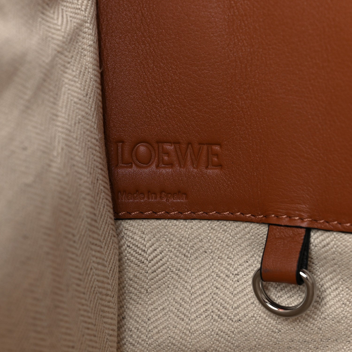 Loewe Calfskin Canvas Medium Hammock Shoulder Bag Natural Tan 6 of 11