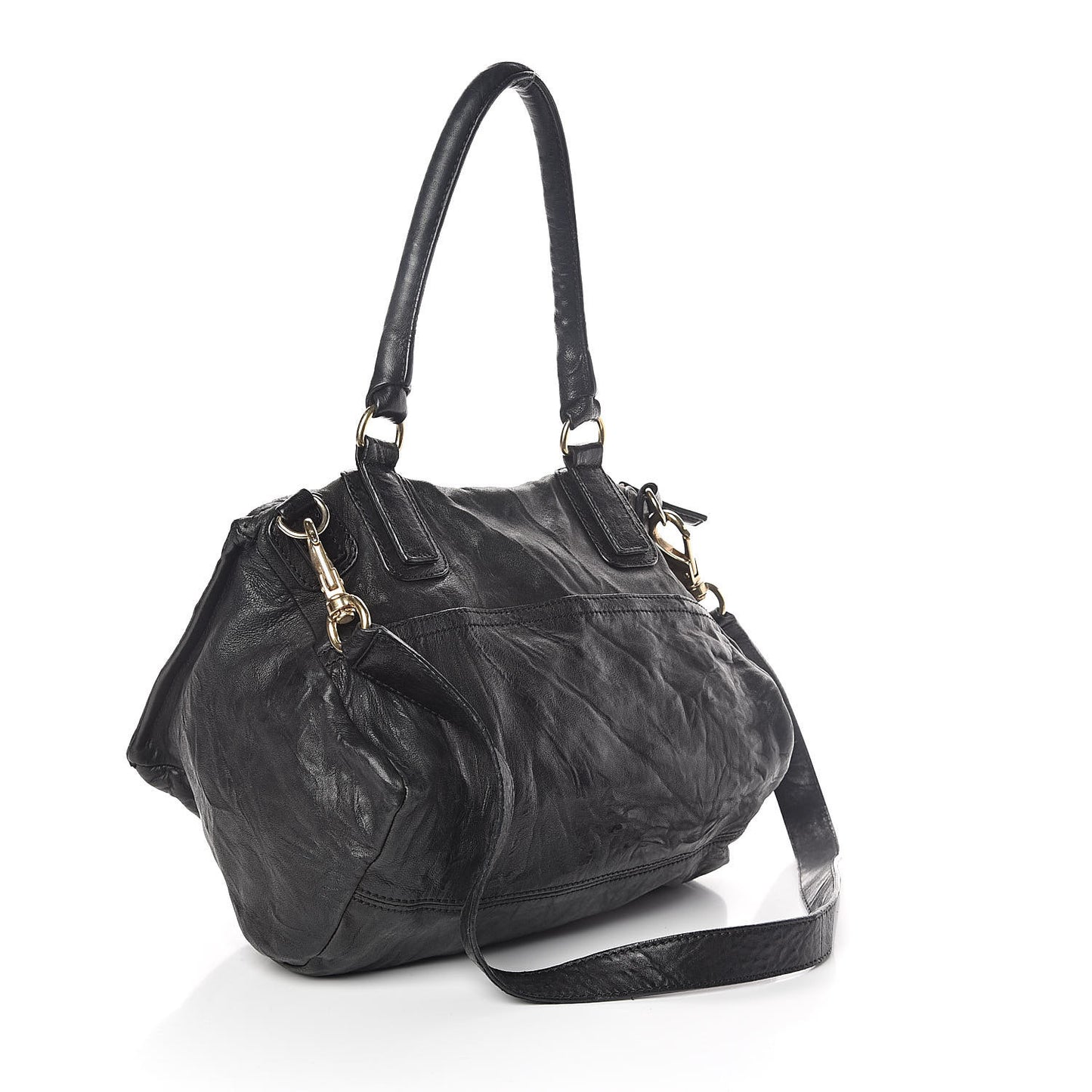 Tumbled Sheepskin Medium Pandora Bag Black
