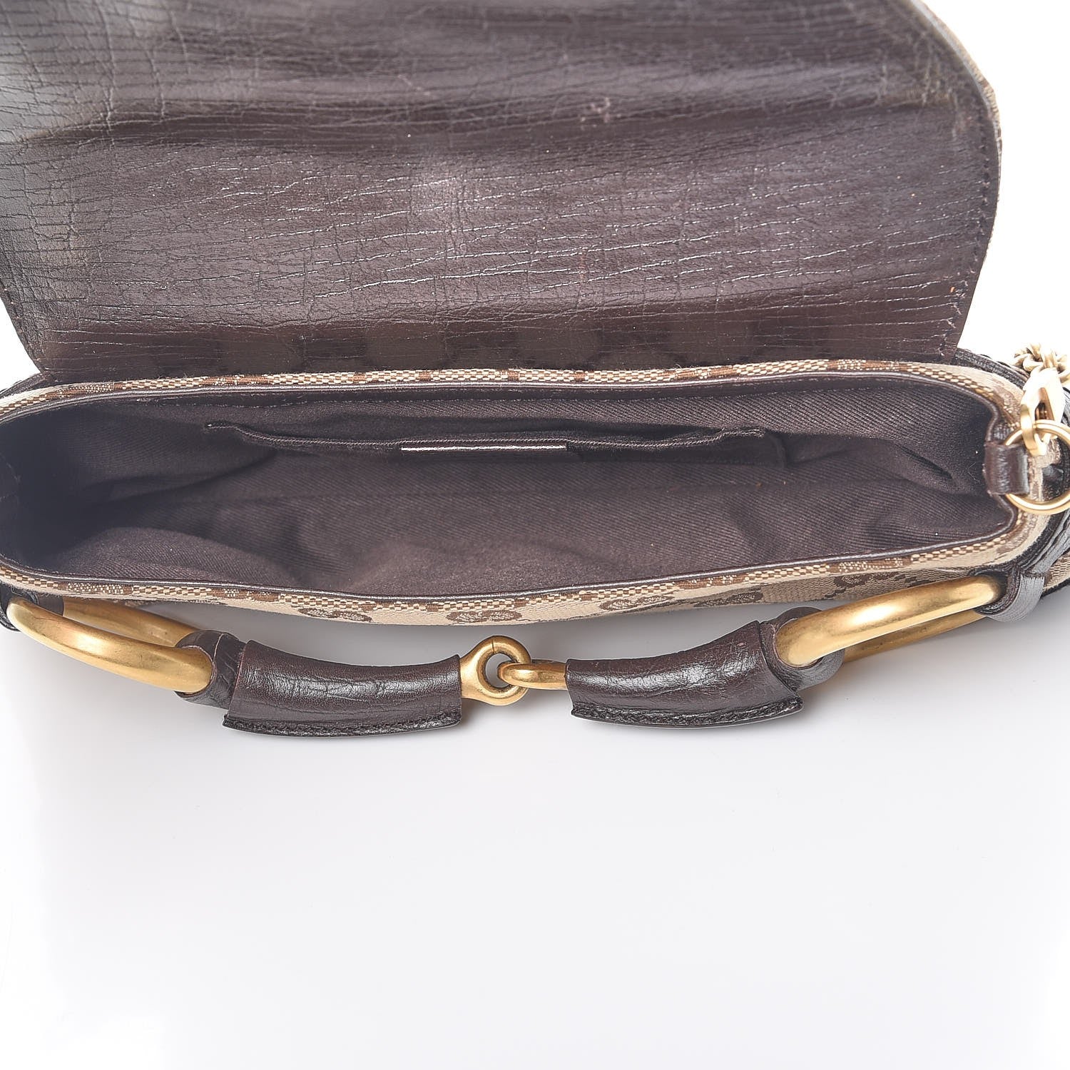Gucci Monogram Horsebit Clutch Dark Brown 5 of 9
