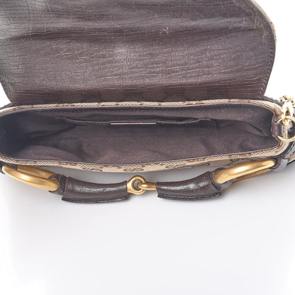 Gucci Monogram Horsebit Clutch Dark Brown 5 of 9