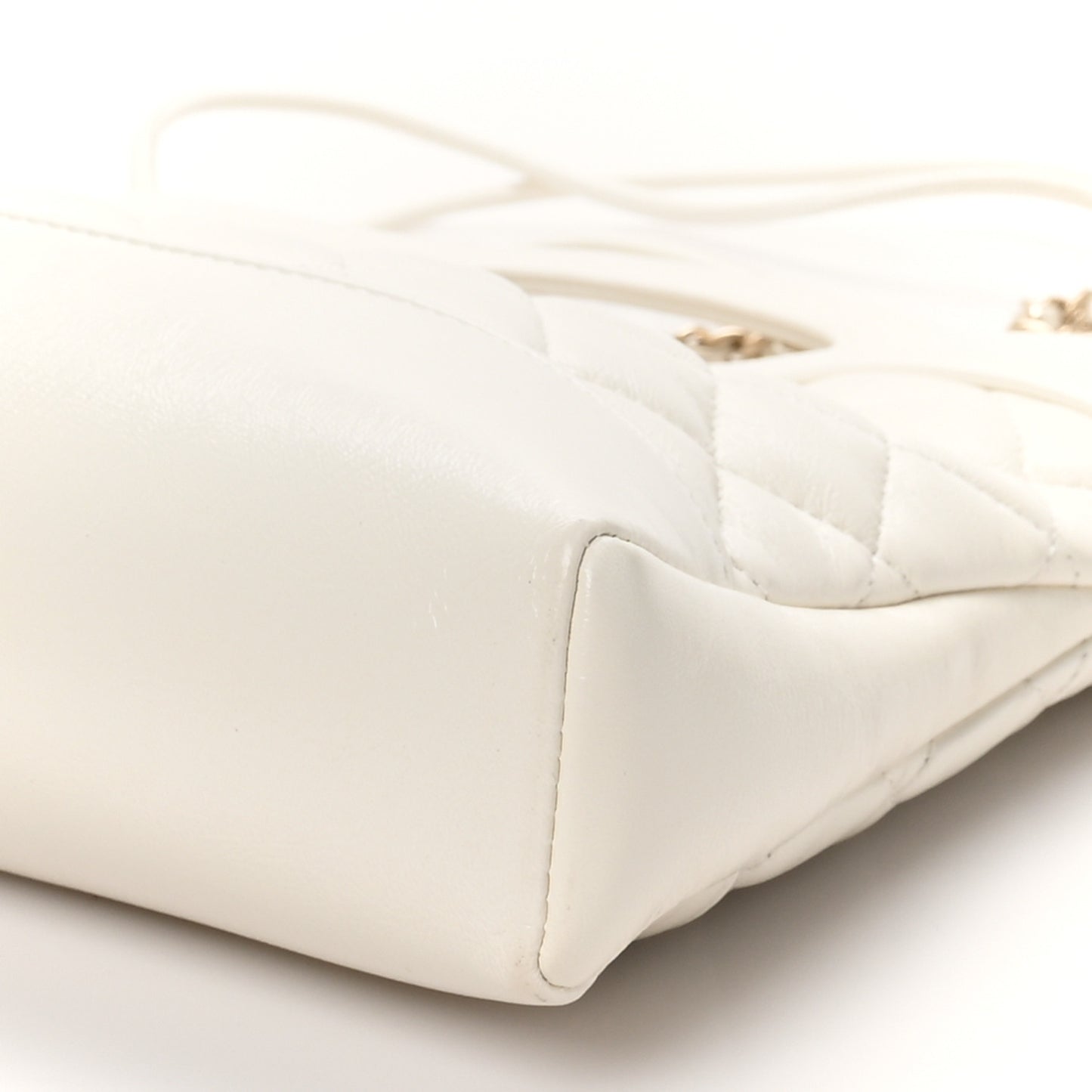 Shiny Lambskin Quilted Mini 31 Shopping Bag White