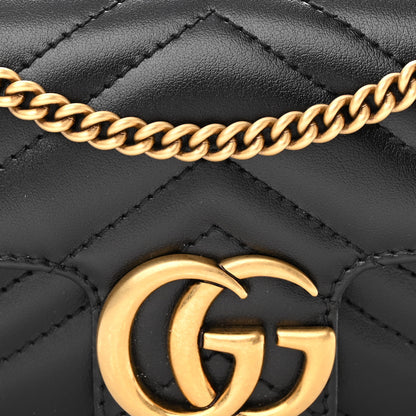 Gucci Calfskin Matelasse Super Mini GG Marmont Shoulder Bag Black 8 of 10
