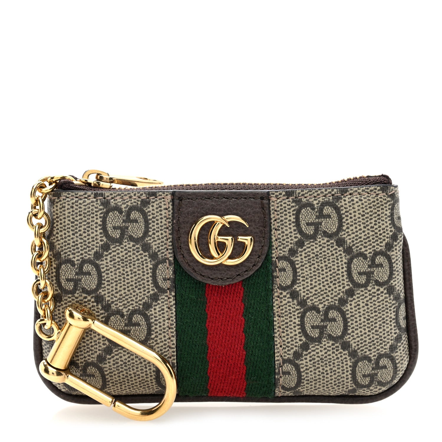 Gucci GG Supreme Monogram Web Ophidia Key Case Beige New Acero 1 of 7