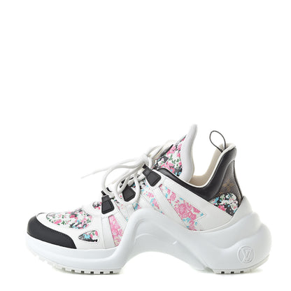 Louis Vuitton Flower Printed Calfskin Monogram LV Archlight Sneakers 40 Black Rose 1 of 7